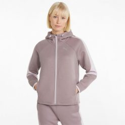 Bluza dresowa damska Puma EVOSTRIPE. Fioletowe bluzy damskie Puma, na zimę, xs, bez wzorów, z dresówki, bez kaptura. Za 213.99 zł.
