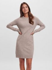 Vero Moda Sukienka dzianinowa "Vmdoffy" w kolorze beżowym rozmiar: XXL. Brązowe sukienki damskie Vero Moda, bez wzorów, z dzianiny, bez ramiączek. Za 101.23 zł.