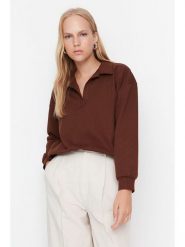 Trendyol Bluza w kolorze brązowym rozmiar: XS. Brązowe bluzy damskie Trendyol, xs, bez wzorów, bez kaptura. Za 56.99 zł.
