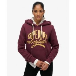 Bluza damska z kapturem Superdry Mfg Original Metallic. Fioletowe bluzy damskie Superdry, l, bez wzorów, z kapturem. Za 342.35 zł.