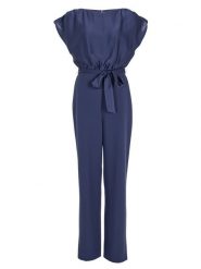 SWING Kombinezon w kolorze granatowym rozmiar: 36. Niebieskie kombinezony damskie Swing, bez wzorów, z tkaniny, bez kołnierzyka, bez ramiączek. Za 240.43 zł.