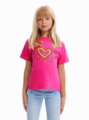 Desigual T-Shirt 23SGTK20 Różowy Regular Fit. Czerwone koszulki i t-shirty dziewczęce Desigual, bez wzorów, z bawełny, bez kołnierzyka, bez ramiączek. Za 159.99 zł.