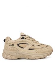 BOSS Sneakersy J53241 M Beżowy. Brązowe buty sportowe chłopięce Boss, ze skóry, bez zapięcia. Za 349.99 zł.