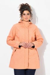 Damskie Długa kurtka softshell wodoodporna wzór z kroplami deszczu kaptur. Niebieskie kurtki sportowe damskie Ulla Popken, plus size, bez wzorów, z elastanu, z kapturem. Za 484.99 zł.