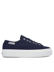 Superga Tenisówki Platform Leggera S2142ZW Granatowy. Niebieskie obuwie sportowe damskie Superga, z materiału, bez zapięcia, tenisowe. Za 299.99 zł.