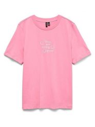 Vero Moda Koszulka w kolorze różowym rozmiar: M. Różowe bluzki damskie Vero Moda, m, bez wzorów, z bawełny, bez kołnierzyka, bez ramiączek. Za 55.95 zł.