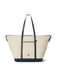 Polo Ralph Lauren Torebka 428973072002 Beżowy. Brązowe shopper bag Polo Ralph Lauren, z materiału, bez dodatków. Za 1,599.00 zł.