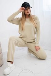 Komplet sweterkowy Bluza + Spodnie ciemny beżowy. Brązowe bluzy damskie KESI, l, bez wzorów, z poliesteru, bez kaptura. Za 297.97 zł.