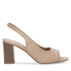 Sandały Clara Barson. Brązowe sandały damskie Clara Barson, bez wzorów, bez obcasa, na słupku, bez zapięcia. Za 129.99 zł.