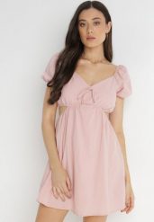 Różowa Sukienka Roatta. Czerwone sukienki damskie Born2be, bez wzorów, z bawełny, bez ramiączek. Za 139.99 zł.