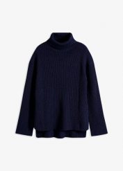 Sweter z golfem, z czystej bawełny. Brązowe golfy damskie bonprix, bez wzorów, z bawełny, bez ramiączek. Za 99.99 zł.