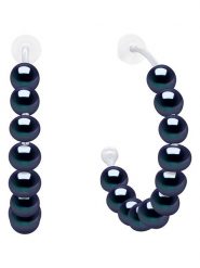 Pearline Srebrne kolczyki-półkreole z perłami rozmiar: onesize. Czarne kolczyki damskie Pearline, z perłą, srebrne. Za 217.99 zł.