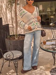 LA Angels Kardigan w kolorze kremowym z wzorem rozmiar: M. Brązowe kardigany damskie LA Angels, m, bez wzorów. Za 165.99 zł.