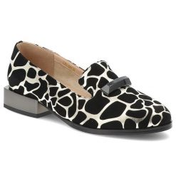 Mokasyny damskie S. Barski, na płaskim obcasie z ozdobą we wzorki wsuwane, czarne, LZ51-505. Czarne mokasyny damskie S.BARSKI, bez obcasa. Za 271.99 zł.
