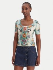 Just Cavalli T-Shirt 80PAHE02 CJ112 Kolorowy Slim Fit. T-shirty damskie Just Cavalli, l, bez wzorów, z bawełny, bez kołnierzyka. Za 635.99 zł.