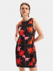 Desigual Sukienka letnia Houston 24SWVW01 Czarny Regular Fit. Czarne sukienki damskie Desigual, bez wzorów, z syntetyku, bez ramiączek. Za 279.99 zł.