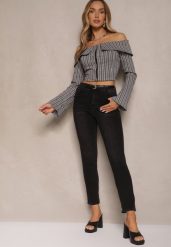Czarne Jeansy Typu Skinny z Bawełną High Waist Mevule. Czarne jeansy damskie Renee, bez wzorów, z bawełny. Za 109.99 zł.
