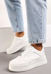 Białe Sneakersy na Grubej Podeszwie przed Kostkę Kiwiana. Białe obuwie sportowe damskie Born2be, na jesień, z jeansu, przed kostkę, bez zapięcia. Za 69.99 zł.