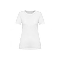 Damska koszulka z suprima z okrągłym dekoltem Kariban Premium. Białe bluzki damskie KARIBAN, bez wzorów, z bawełny, bez kołnierzyka, bez ramiączek. Za 108.00 zł.