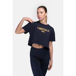 Damska koszulka o kroju oversize Lonsdale Moira. Brązowe koszulki damskie Lonsdale, bez wzorów, bez kołnierzyka, bez ramiączek. Za 105.30 zł.