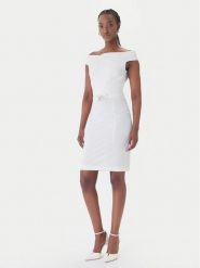 Rinascimento Sukienka koktajlowa CFC0127755003 Biały Slim Fit. Białe sukienki damskie Rinascimento, bez wzorów, z syntetyku, wizytowe, bez ramiączek. Za 689.99 zł.