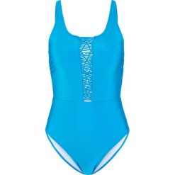 Kostium kąpielowy bonprix turkusowy. Niebieskie stroje jednoczęściowe bonprix, bez wzorów. Za 79.99 zł.