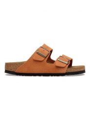 Birkenstock Skórzane klapki "Arizona" w kolorze pomarańczowym rozmiar: 40. Pomarańczowe klapki damskie Birkenstock, bez wzorów, ze skóry, z otwartym noskiem, bez obcasa, bez zapięcia. Za 412.34 zł.