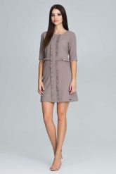 Mocca Elegancka Krótka Sukienka z Falbankami. Czarne sukienki damskie Figl, bez wzorów, z elastanu, eleganckie, bez ramiączek. Za 269.00 zł.