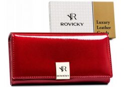 Portfel damski Rovicky RH-27A-1-SAF czerwony. Czerwone portfele damskie ROVICKY, bez wzorów, ze skóry. Za 95.99 zł.