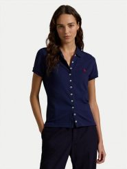 Polo Ralph Lauren Koszula 211939272001 Granatowy Slim Fit. Niebieskie koszule damskie Polo Ralph Lauren, xs, bez wzorów, z bawełny, bez kołnierzyka, bez ramiączek. W wyprzedaży za 399.99 zł.