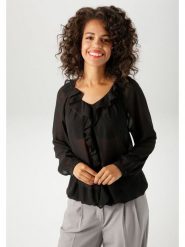 Aniston Bluzka w kolorze czarnym rozmiar: 48. Czarne bluzki damskie Aniston, bez wzorów, bez kołnierzyka, bez ramiączek. Za 56.53 zł.