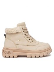 Tommy Hilfiger Trapery Lace-Up Bootie T1A5-33597-1628 S Beżowy. Brązowe kozaki dziewczęce Tommy Hilfiger, bez wzorów, ze skóry, bez obcasa, bez zapięcia. Za 419.99 zł.
