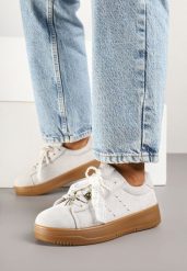 Szare Sneakersy na Grubej Podeszwie z Ozdobnymi Kokardkami Divelia. Szare obuwie sportowe damskie Born2be, na lato, z jeansu, bez zapięcia. Za 89.99 zł.