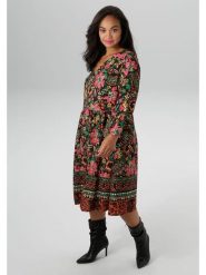 Aniston Sukienka w kolorze czarnym ze wzorem rozmiar: 50. Czarne sukienki damskie Aniston, bez wzorów, z wiskozy, bez ramiączek. Za 69.91 zł.