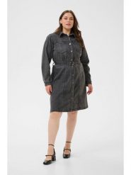 KAFFE curve Sukienka dżinsowa "Cally" w kolorze antracytowym rozmiar: 50. Czarne sukienki damskie KAFFE curve, bez wzorów, z tkaniny, bez ramiączek. Za 217.99 zł.