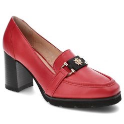Czerwone Półbuty Simen Skórzane Eleganckie Buty Na Obcasie. Czerwone półbuty damskie Simen, bez wzorów, ze skóry, bez obcasa, na obcasie, bez zapięcia. Za 309.00 zł.