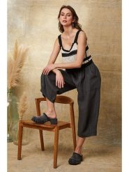 Fleur de Lin Lniane spodnie "Erus" w kolorze antracytowym rozmiar: XXL. Czarne spodnie materiałowe damskie Fleur de Lin, bez wzorów, ze lnu. Za 143.99 zł.