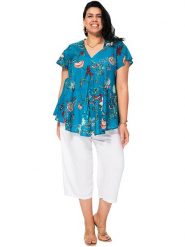 Aller Simplement Bluzka w kolorze niebieskim rozmiar: 42/44. Niebieskie bluzki damskie Aller Simplement, bez wzorów, z bawełny, bez kołnierzyka, bez ramiączek. Za 60.99 zł.