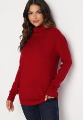 Bordowy Golf z Wiskozą i Długim Rękawem Lerithel. Czerwone golfy damskie Born2be, m, bez wzorów, z materiału, bez ramiączek. Za 44.99 zł.