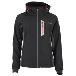 Kurtka zapinana na zamek z siateczki damska Peak Mountain Softshell. Czarne kurtki damskie Peak Mountain, m, bez wzorów, z softshellu, bez kaptura. Za 250.00 zł.