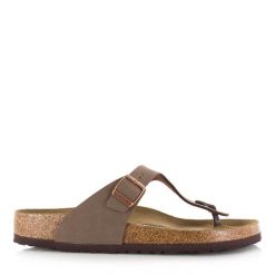 Japonki damskie Birkenstock 043751. Brązowe klapki damskie Birkenstock, bez wzorów, z materiału, bez obcasa, bez zapięcia. Za 679.99 zł.