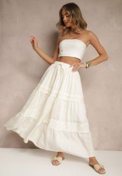 Beżowa Rozkloszowana Spódnica z Wiskozą Zdobiona Koronką Bannela. Brązowe spódnice damskie Renee, na co dzień, m, z aplikacjami, z koronki, eleganckie, maxi. Za 89.99 zł.