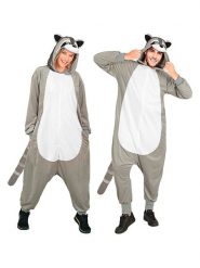 Carnival Party Kombinezon kostiumowy "Raccoon" w kolorze biało-szarym rozmiar: L/XL. Białe kombinezony damskie Carnival Party, l, bez wzorów, bez kołnierzyka, bez ramiączek, krótkie. Za 130.99 zł.