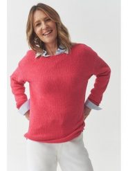 TATUUM Sweter "Alya" w kolorze koralowym rozmiar: XL. Czerwone swetry klasyczne damskie TATUUM, xl, ze splotem, bez kołnierzyka. Za 165.71 zł.