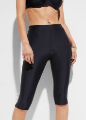 Spodnie capri do pływania z elastycznym pasem. Czarne bikini bonprix, bez wzorów. Za 74.99 zł.