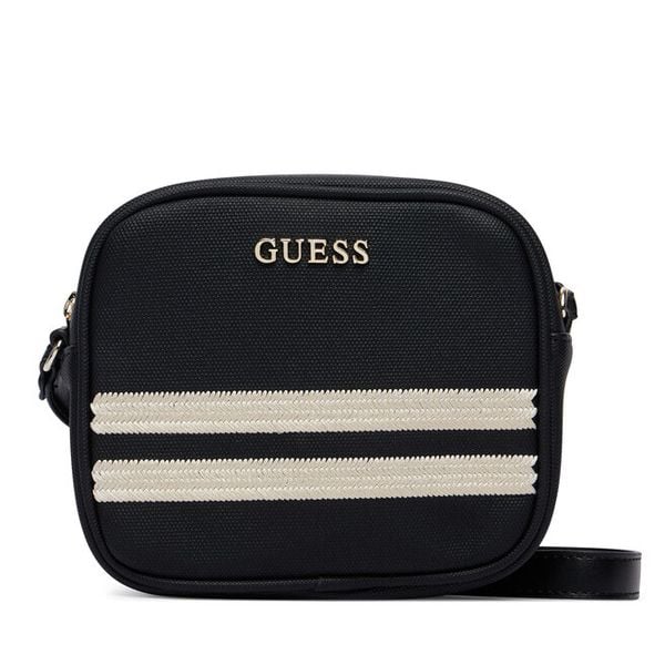 Torebka Guess. Czarne listonoszki damskie Guess, z aplikacjami, bez dodatków. Za 264.99 zł.