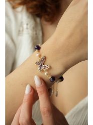 Pierres delicates Pozłacana bransoletka z ametystami i cyrkoniami rozmiar: onesize. Różowe bransoletki damskie Pierres delicates, pozłacane. Za 72.45 zł.