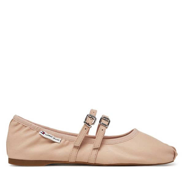 Baleriny Tommy Jeans. Czerwone balerinki damskie Tommy Jeans, bez wzorów, z jeansu. Za 219.99 zł.