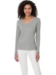 Heine Koszulka w kolorze szarym rozmiar: 36. Szare bluzki damskie Heine, bez wzorów, z bawełny, bez kołnierzyka, bez ramiączek. Za 52.30 zł.