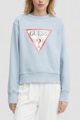 GUESS Błękitna damska bluza Original. Niebieskie bluzy damskie Guess, s, z aplikacjami, bez kaptura. W wyprzedaży za 251.99 zł.